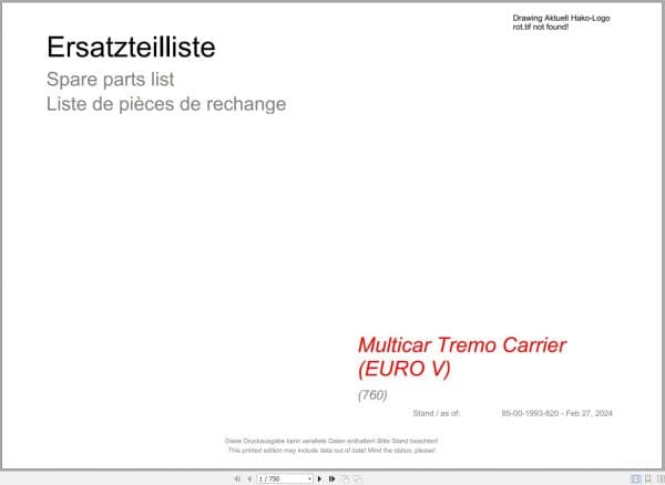 Hako Multicar Tremo Carrier EURO V (760) Spare Parts Catalog (1)