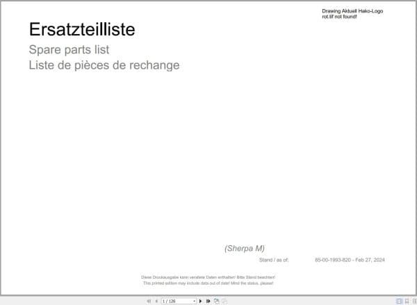 Hako Tow Tractor Sherpa M and MX Spare Parts Catalog (1)