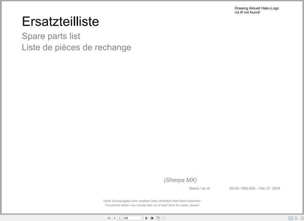 Hako Tow Tractor Sherpa M and MX Spare Parts Catalog (2)