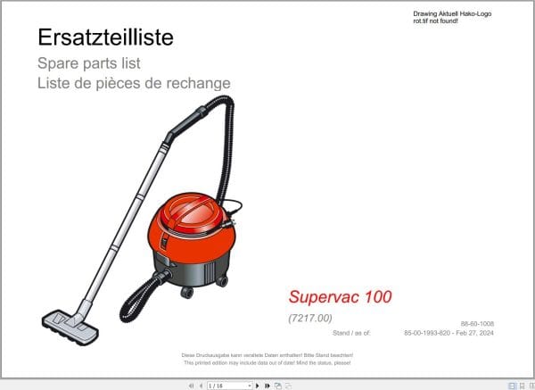 Hako vacuum cleaner Supervac Series Spare Parts Catalog (2)