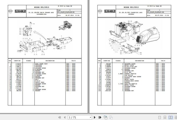 Hamm Compactor 311 H2.04 2169748 Spare Parts Catalog (1)