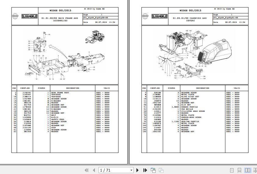 Hamm Compactor 311 H2.04 2169748 Spare Parts Catalog (1)
