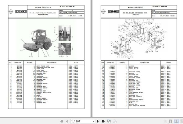 Hamm Compactor 3205 H1.58 1296558 STANDARD Spare Parts Catalog (1)