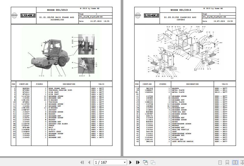 Hamm Compactor 3205 H1.58 1296558 STANDARD Spare Parts Catalog (1)