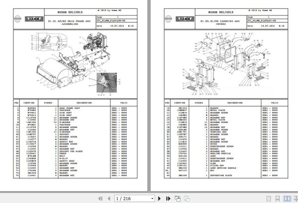 Hamm Compactor 3205 H1.88 2078725 STANDARD Spare Parts Catalog (1)