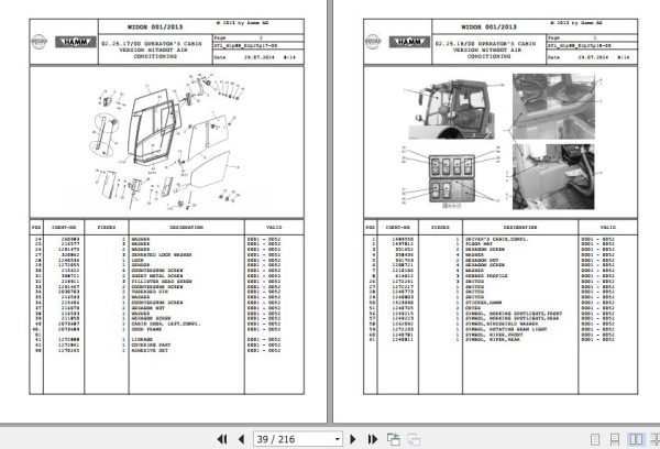 Hamm Compactor 3205 H1.88 2078725 STANDARD Spare Parts Catalog (2)