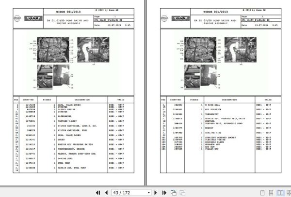 Hamm Compactor 3307 H1.59 1290819 STANDARD Spare Parts Catalog (2)