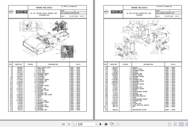 Hamm Compactor 3307 H1.89 2078737 STANDARD Spare Parts Catalog (1)