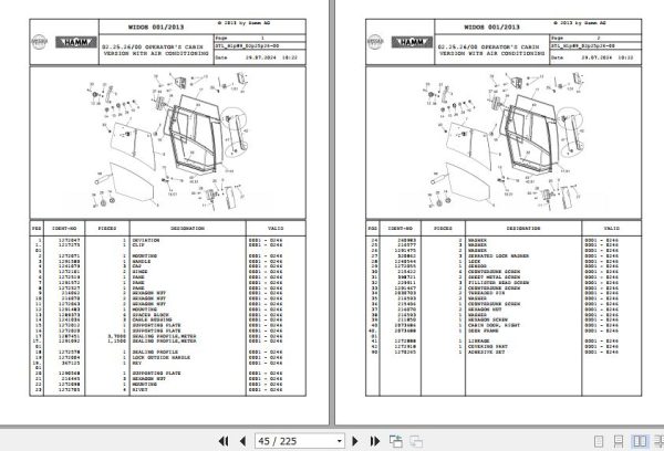 Hamm Compactor 3307 H1.89 2078737 STANDARD Spare Parts Catalog (2)