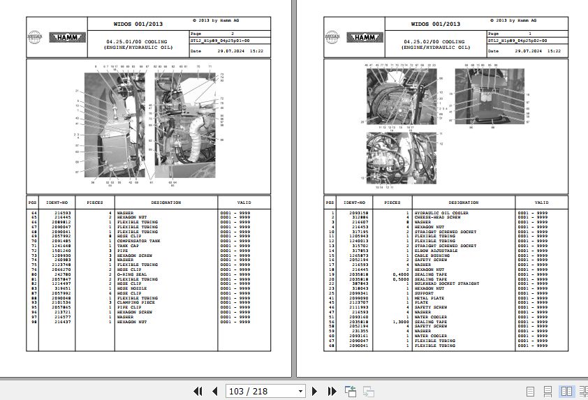 Hamm Compactor 3307 H1.89 2078751HAMMTRONIC Spare Parts Catalog