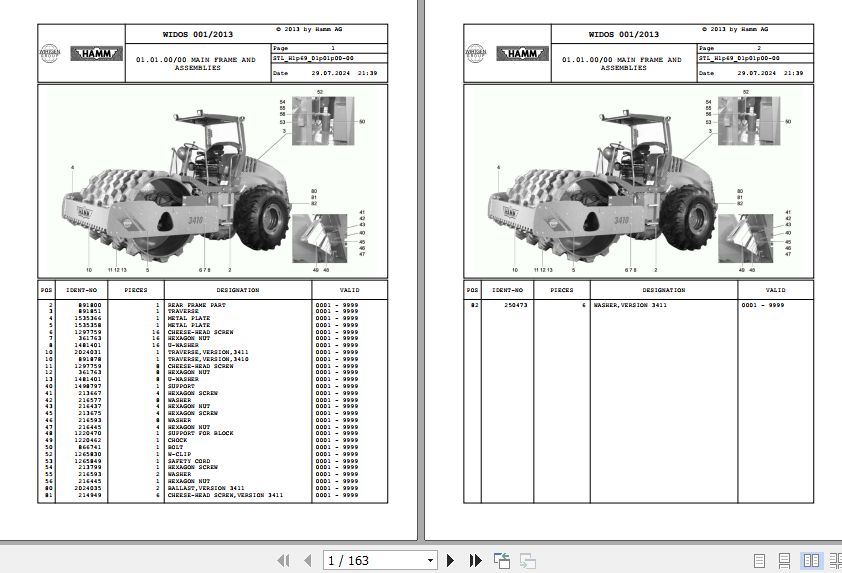 Hamm Compactor 3410   3411 H1.69 2024566 Spare Parts Catalog (1)