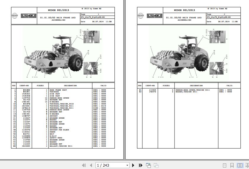 Hamm Compactor 3410   3411 H1.79 2071961 Spare Parts Catalog (1)