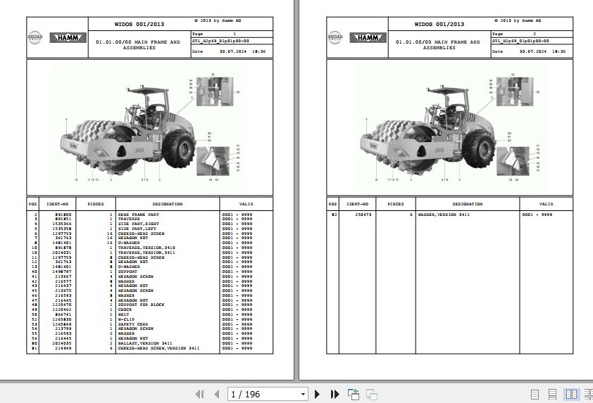 Hamm Compactor 3410   3411 H2.69 2030211 Spare Parts Catalog (1)