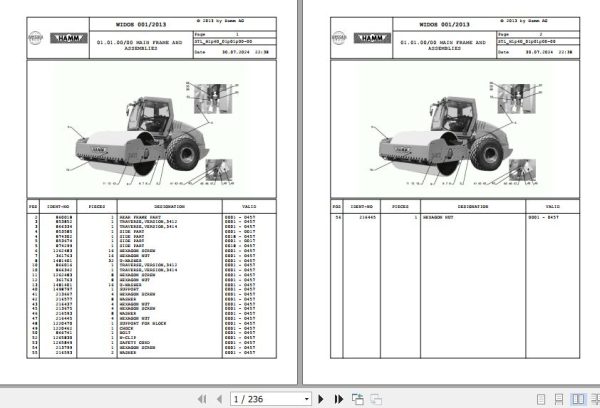 Hamm Compactor 3412   3414 H1.60 1290851 STANDARD Spare Parts Catalog (1)
