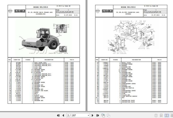 Hamm Compactor 3412   3414 H1.60 2030710 STANDARD Spare Parts Catalog (1)