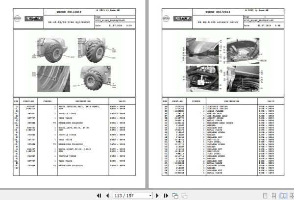 Hamm Compactor 3412   3414 H1.60 2030710 STANDARD Spare Parts Catalog (2)