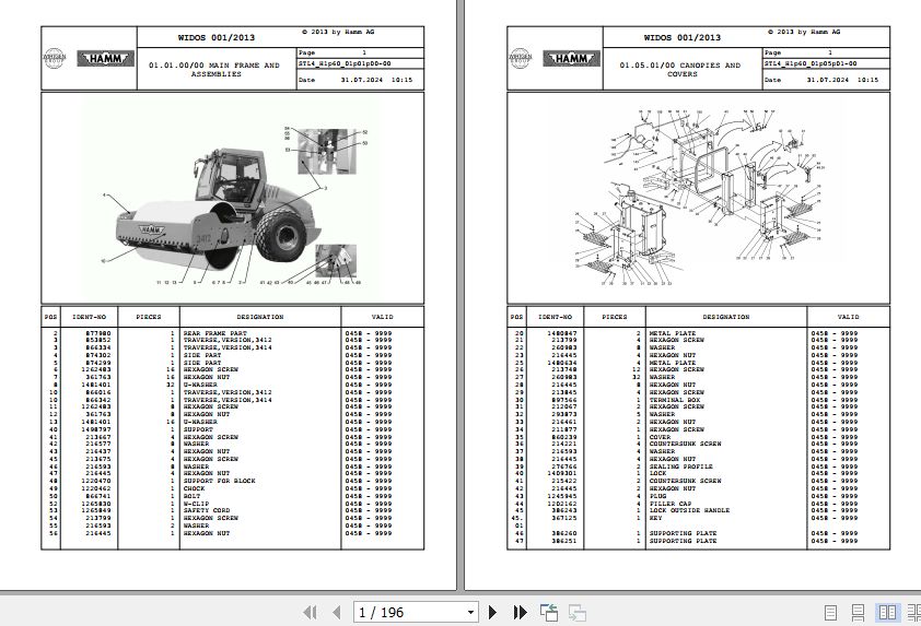Hamm Compactor 3412   3414 H1.60 2030713 HAMMTRONIC Spare Parts Catalog (1)