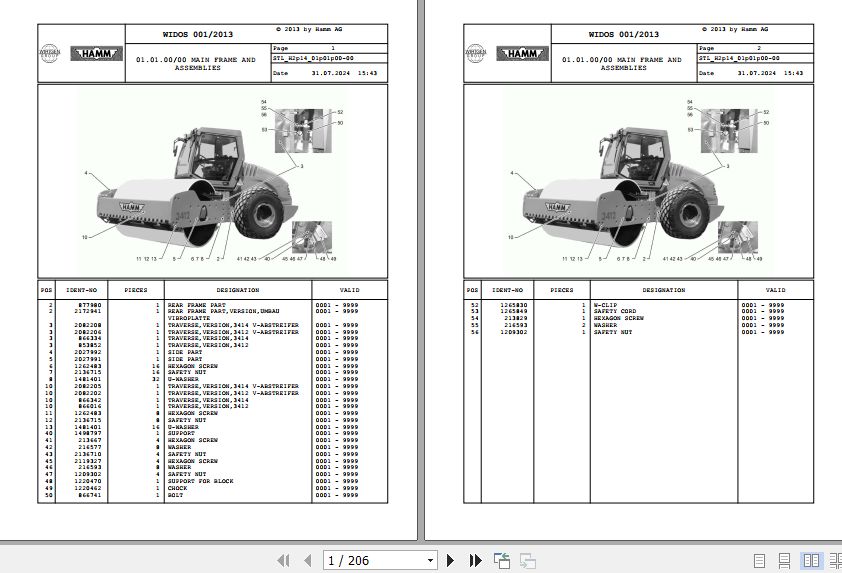 Hamm Compactor 3412   3414 H2.14 2181142 Spare Parts Catalog (1)