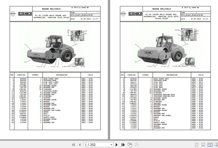 Hamm Compactor 3516   3520 H1.61 1292617 HAMMTRONIC Spare Parts Catalog (1)