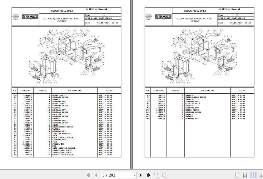 Hamm Compactor 3516   3520 H1.61 2030206 HAMMTRONIC Spare Parts Catalog (1)