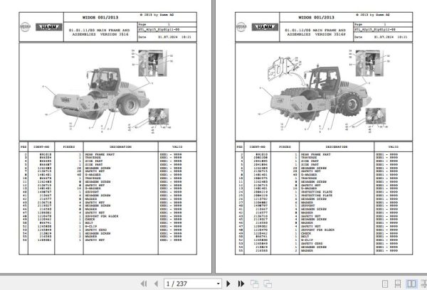Hamm Compactor 3516 3520 H2.15 2181143 Spare Parts Catalog (1)