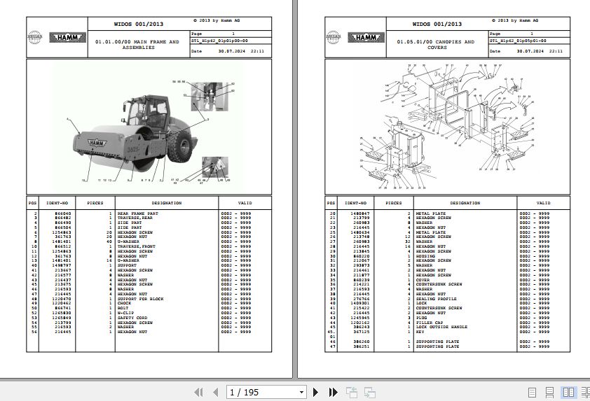 Hamm Compactor 3625 H1.77 1292625 HAMMTRONIC Spare Parts Catalog (1)