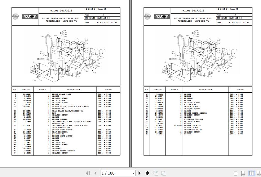 Hamm Compactor HD10 12 H2.00 2135980 Spare Parts Catalog (1)