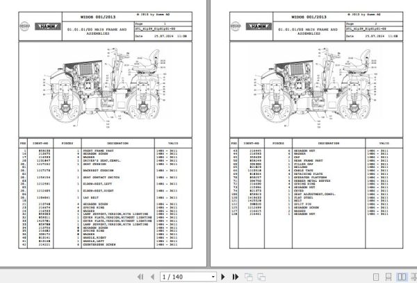 Hamm Compactor HD10   13 H1.39 1301381 Spare Parts Catalog (1)