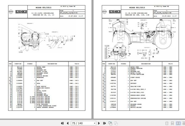 Hamm Compactor HD10   13 H1.39 1301381 Spare Parts Catalog (2)