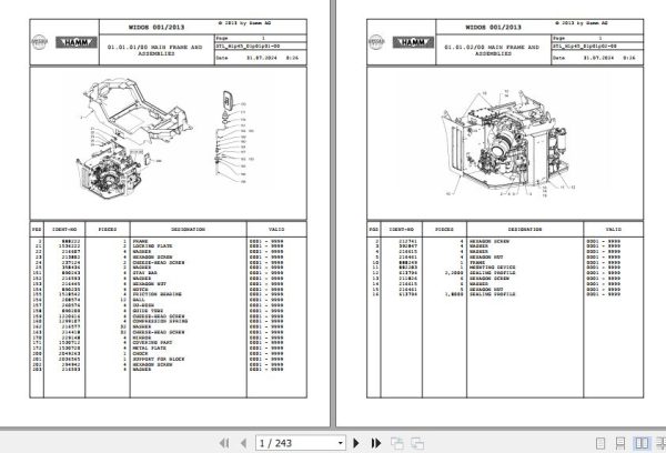 Hamm Road Roller DV 70 H1.65 2030251 Spare Parts Catalog (1)