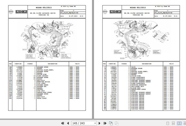 Hamm Road Roller DV 70 H1.65 2030251 Spare Parts Catalog (2)