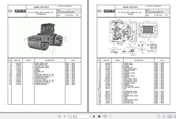 Hamm Roller HD 120 130 H1.75 2041496 Spare Parts Catalog (1)