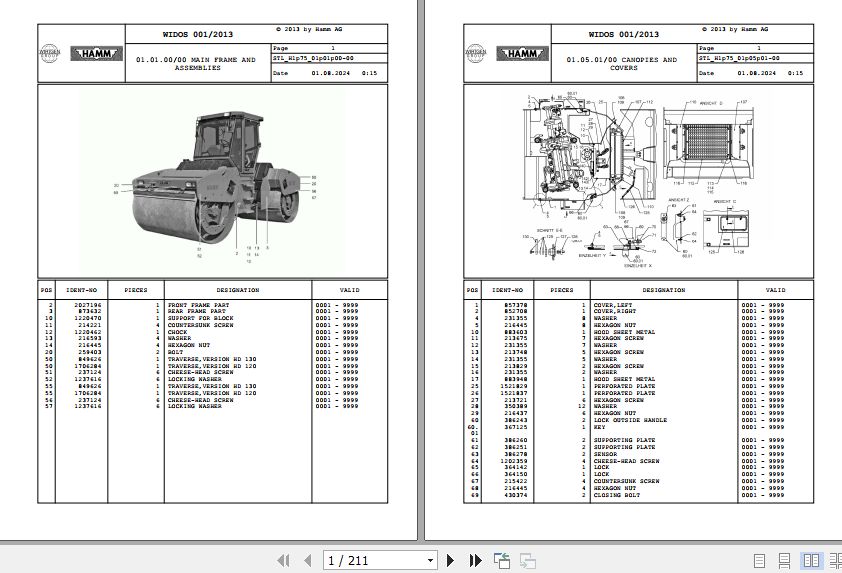 Hamm Roller HD 120   130 H1.75 2041496 Spare Parts Catalog (1)