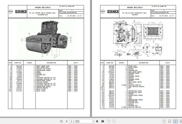 Hamm Roller HD 120 130 H1.82 2071881 Spare Parts Catalog (1)