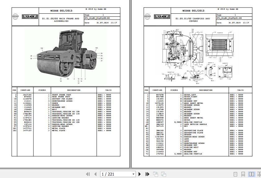 Hamm Roller HD 120   130 H1.82 2071881 Spare Parts Catalog (1)