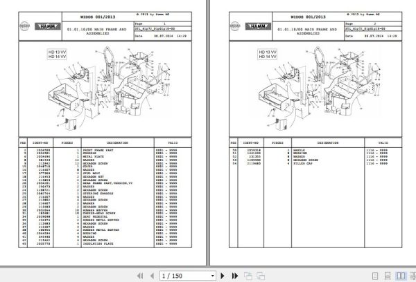 Hamm Roller HD 13 14 H1.72 2067445 Spare Parts Catalog (1)