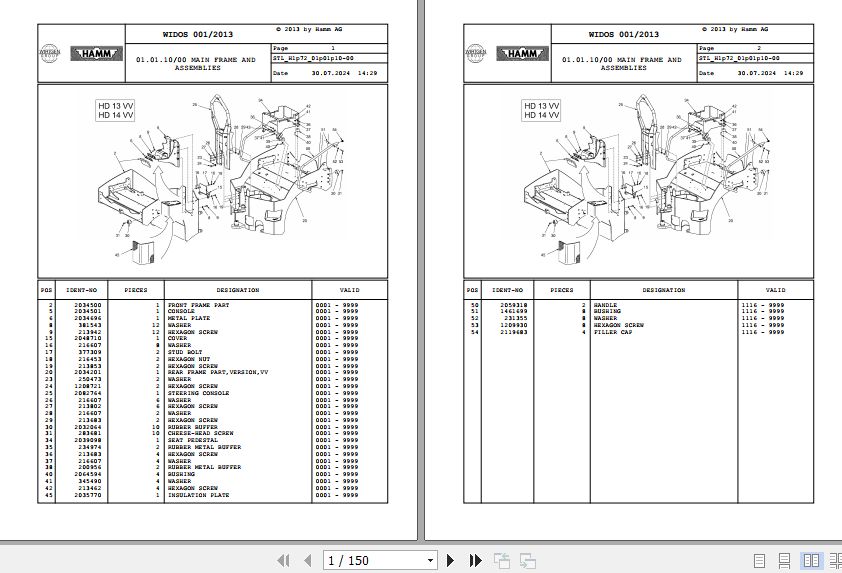 Hamm Roller HD 13   14 H1.72 2067445 Spare Parts Catalog (1)