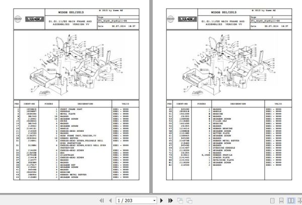 Hamm Roller HD 13 14 H2.01 2135981 Spare Parts Catalog (1)