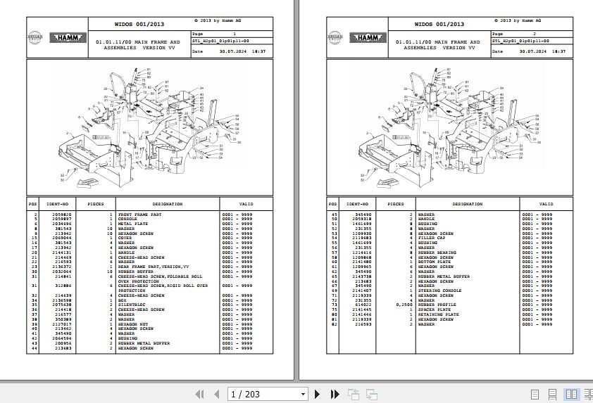 Hamm Roller HD 13   14 H2.01 2135981 Spare Parts Catalog (1)