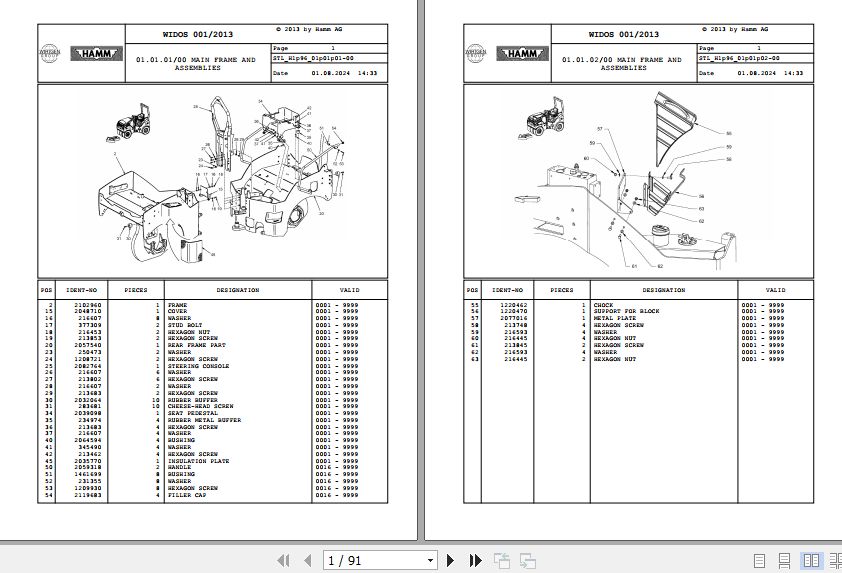 Hamm Roller HD 14 TT H1.96 2106595 Spare Parts Catalog (1)