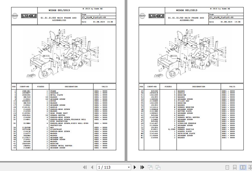 Hamm Roller HD 14 TT H2.08 2151411 Spare Parts Catalog (1)