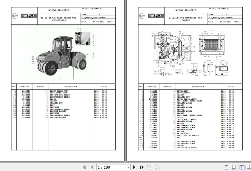 Hamm Roller HD 150 TT 1.83 2071908 Spare Parts Catalog (1)