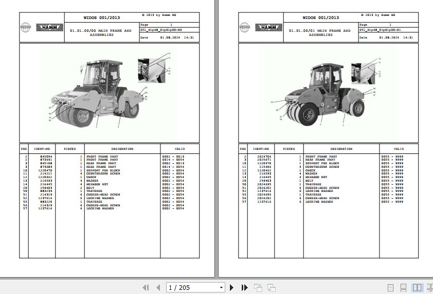 Hamm Roller HD 150 TT H1.68 2020713 Spare Parts Catalog (1)