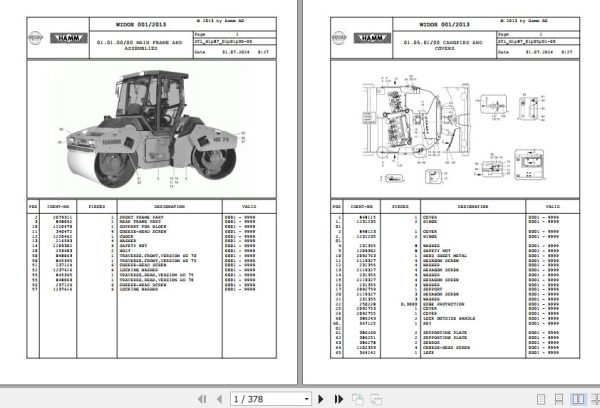 Hamm Roller HD 70 75 H1.87 2077640 Spare Parts Catalog (1)