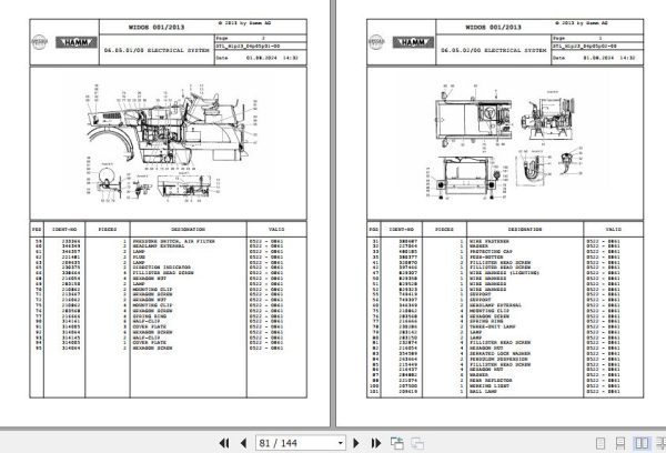 Hamm Roller HW90 H1.23 1227440 Spare Parts Catalog (2)
