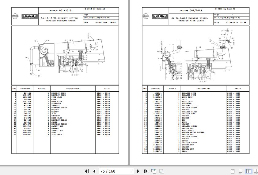 Hamm Roller HW90 H1.23 2061197 Spare Parts Catalog (2)