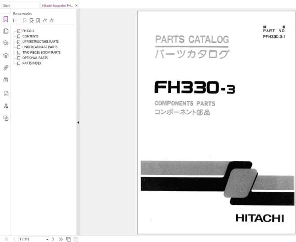 Hitachi Excavator FH330 3 Component Parts Catalog PFH330 3 1 (1)