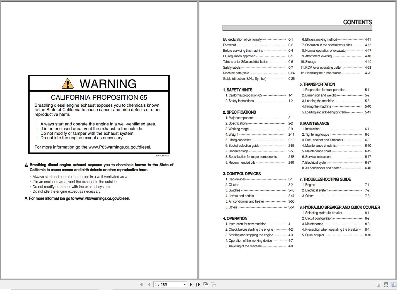 Hyundai Excavator HX85A HX90A Operation and Maintenance Manual