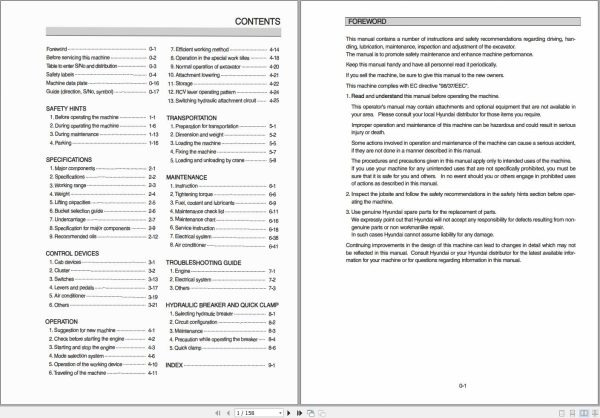Hyundai Excavator R150LS Operation and Maintenance Manual