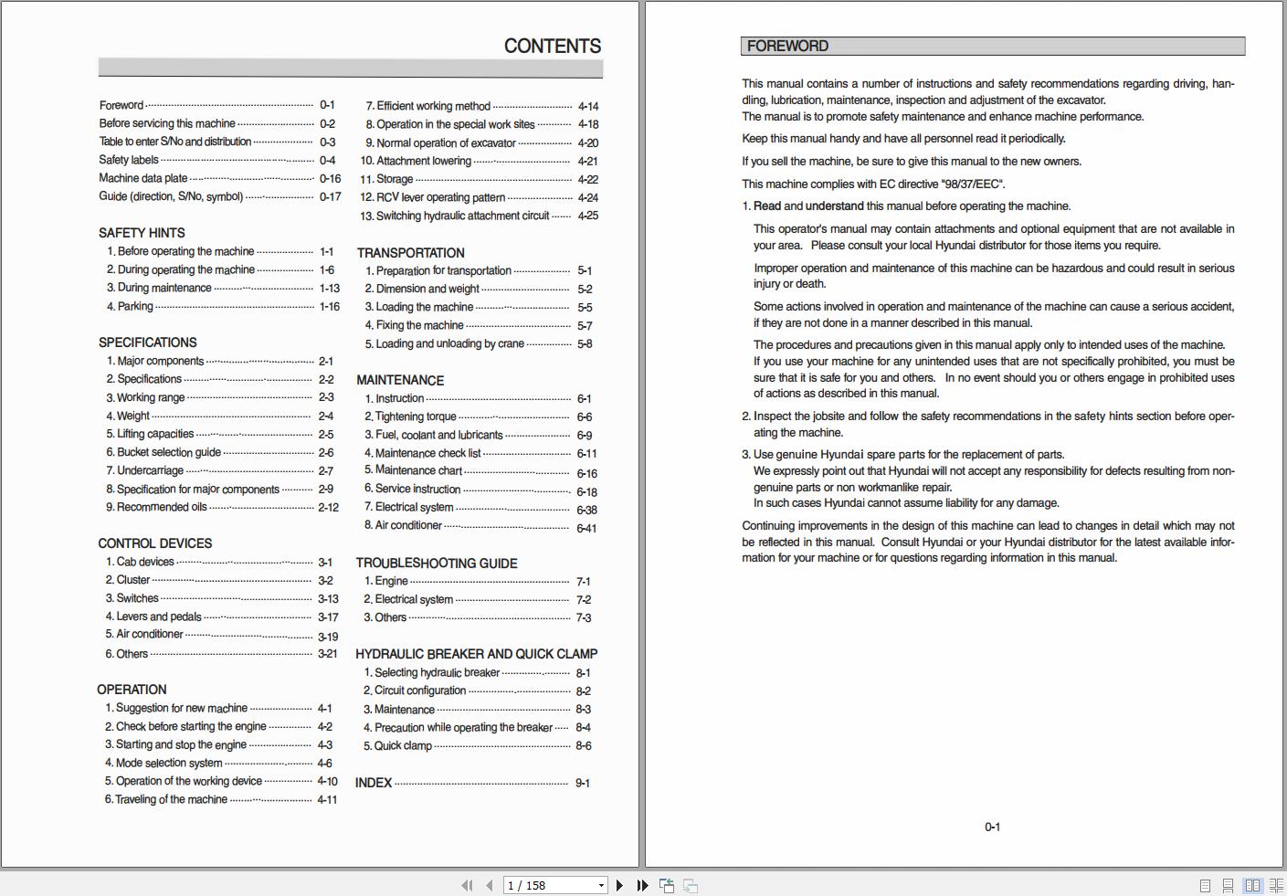 Hyundai Excavator R150LS Operation and Maintenance Manual